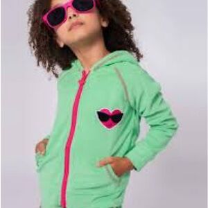 Green Kids Hoodie with Heart Patch Set